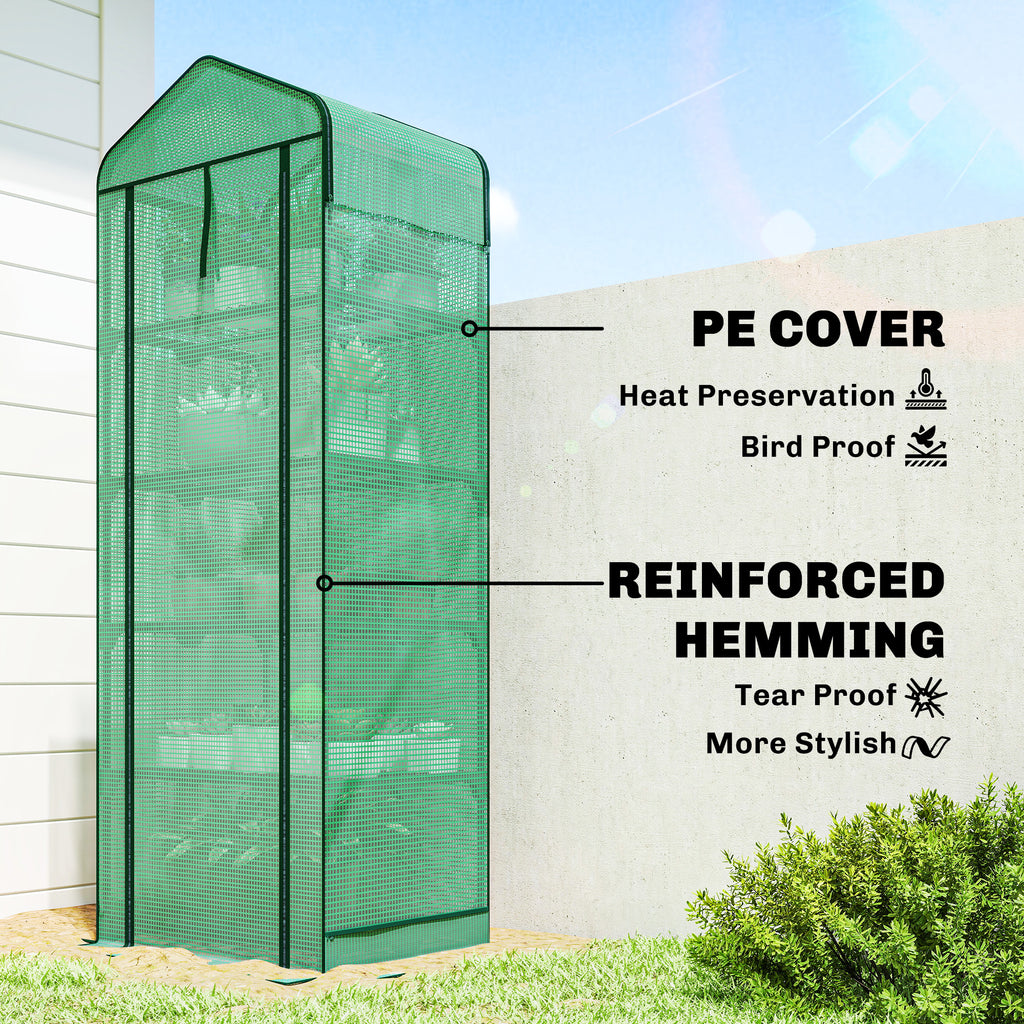 Mini Greenhouse with Screen Roof, Portable Small Greenhouse with Roll-Up Zipper Door, 27.6" x 19.7" x 75.6", Green