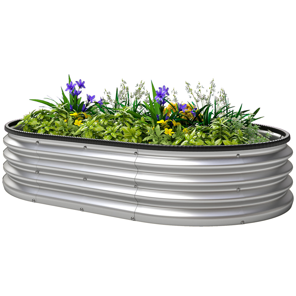 Galvanized Raised Garden Bed, 5 x 3 x 1 ft Modular Metal Garden Beds with Rubber Strip Edging, Silver