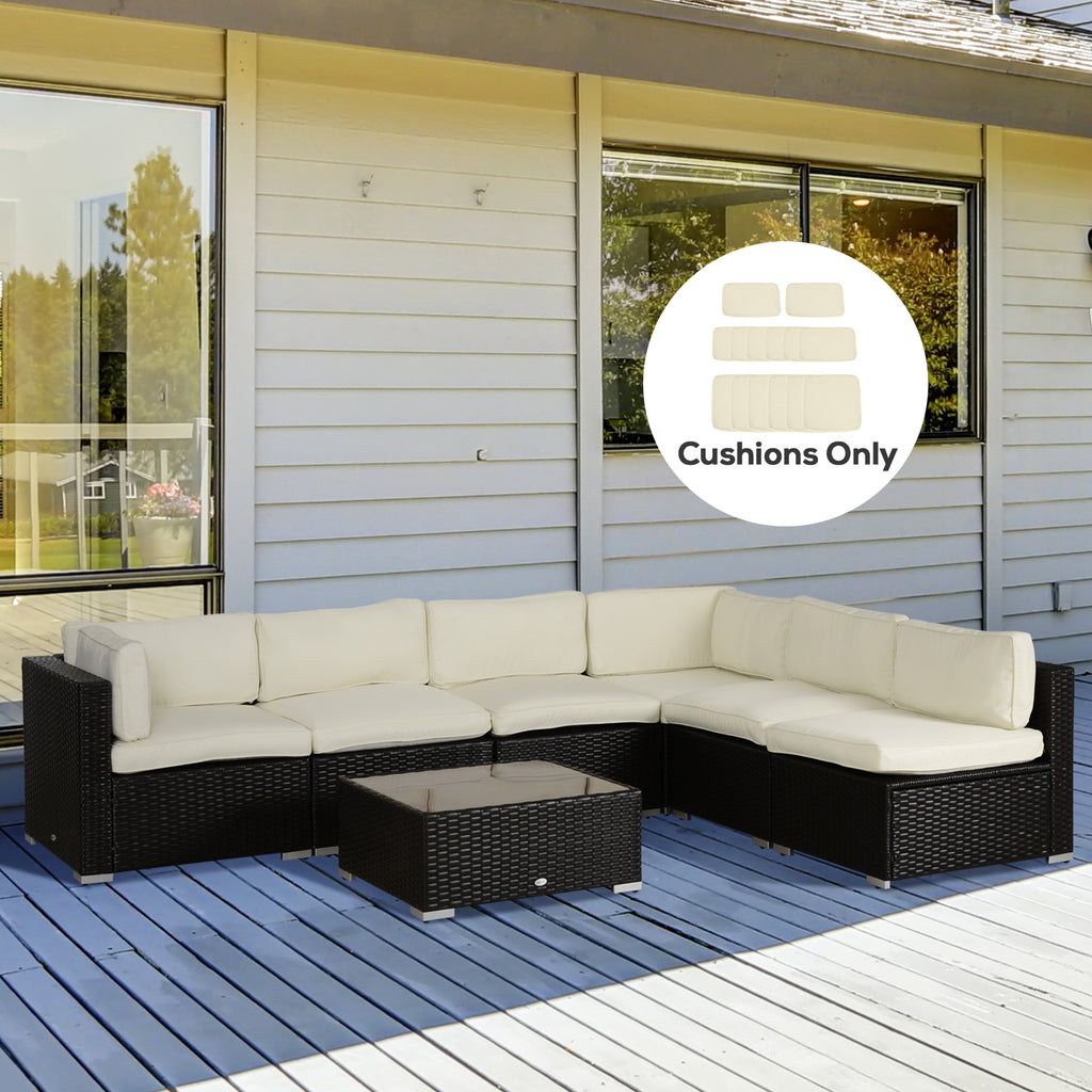 Outdoor 14pc Patio Rattan Sofa Set Cushion Polyester Cover Replacement Set - No Cushion Included, Cream White