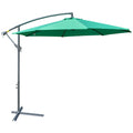 10ft Offset Patio Umbrella with Base, Garden Hanging Parasol with Crank, Banana Cantilever Umbrella Sun Shade, Green
