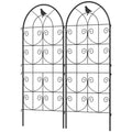 Set of 2 Metal Garden Trellis, Decorative Trellis Panels, Bird Design, 120 x 50 cm, Black