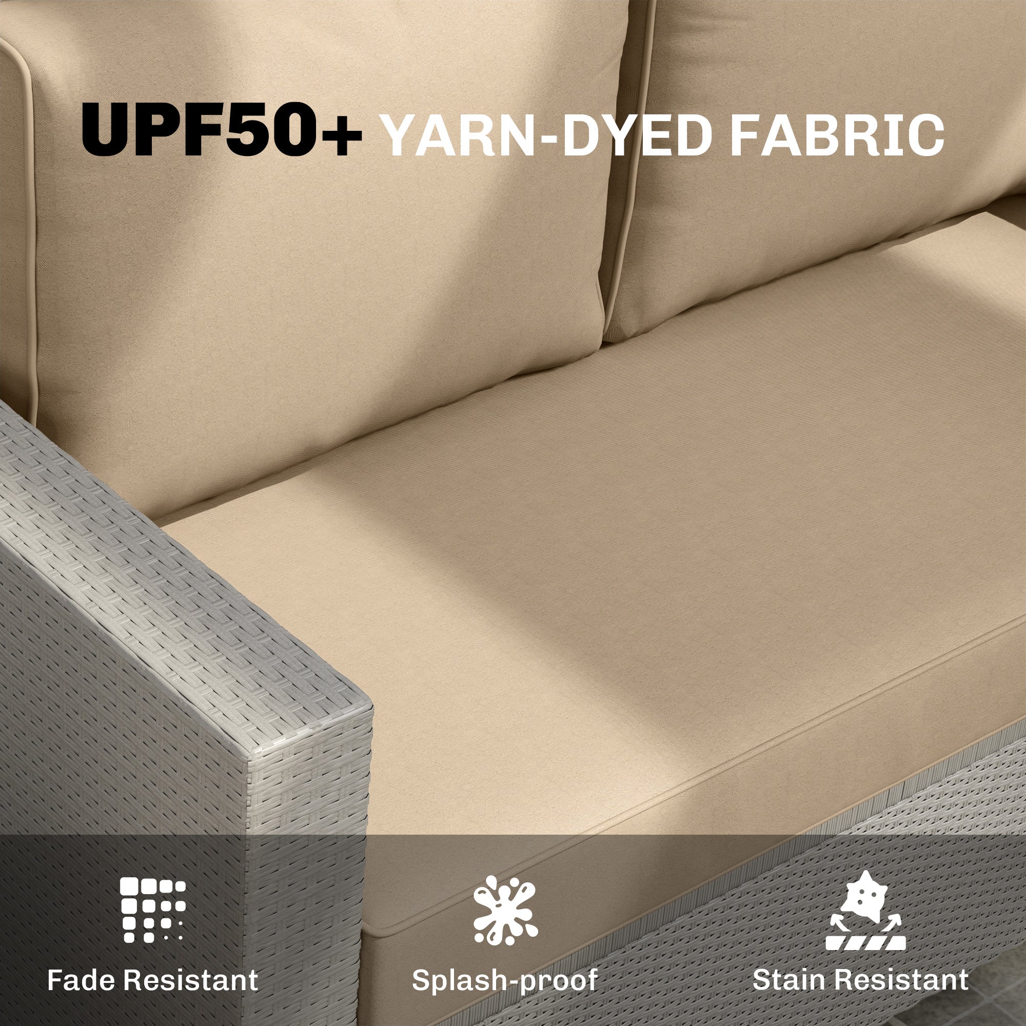 Outdoor Seat Cushions with Backrest, Loveseat Double Sofa Outdoor Furniture Cushions, Beige