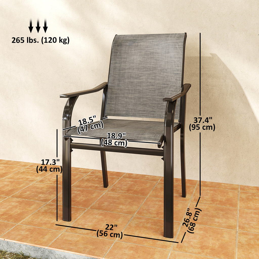Patio Chairs Set of 2 with Armrest and High Backrest, for Backyard, Balcony, Porch, Poolside, Deck, Garden, Brown