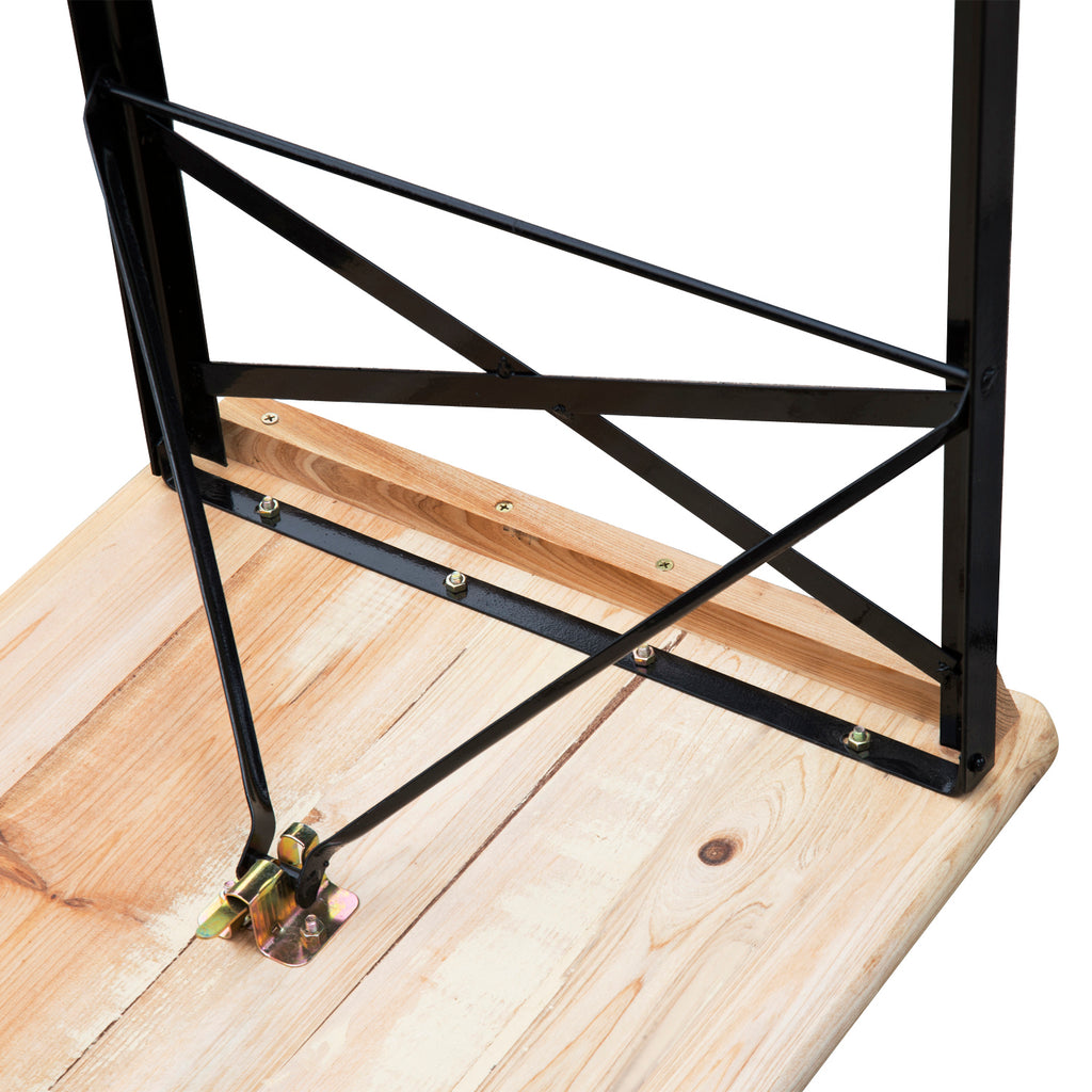 3 Pieces Folding Picnic Table Set, Portable Folding Picnic Table and Benches with Steel Frame for Garden, Park, Natural Wood