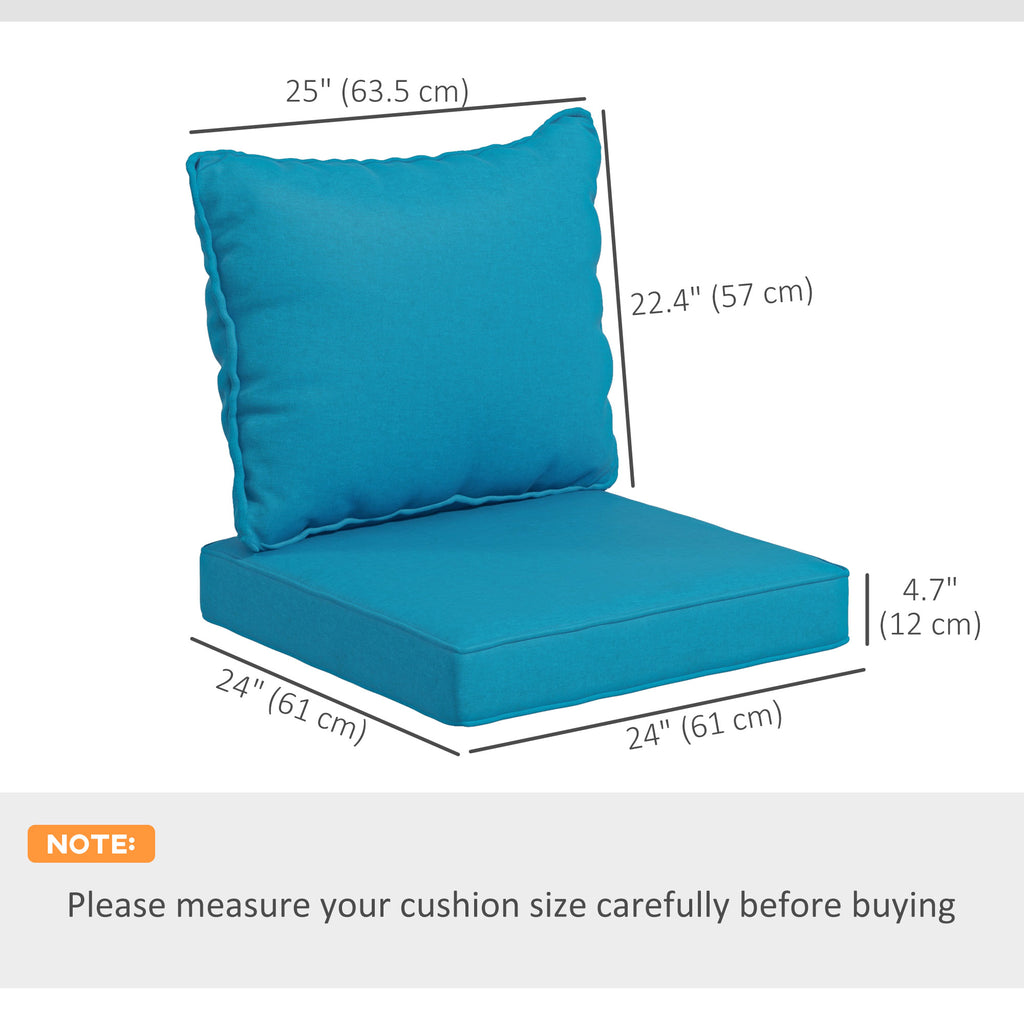 4-Piece Seat Cushion Pillows Replacement, Patio Chair Cushions Set with Back for Indoor Outdoor, Turquoise