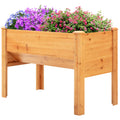 Wooden Raised Garden Plant Stand Outdoor Tall Flower Bed Box with Hooks, 48" x 24" x 32", Nature Wood