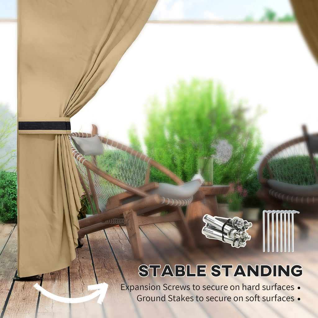 11' x 11' OutdoorÂ Gazebo,Â DoubleÂ Roof Patio Gazebo Canopy with Curtains, Church Windows, Galvanised Steel Frame, Beige