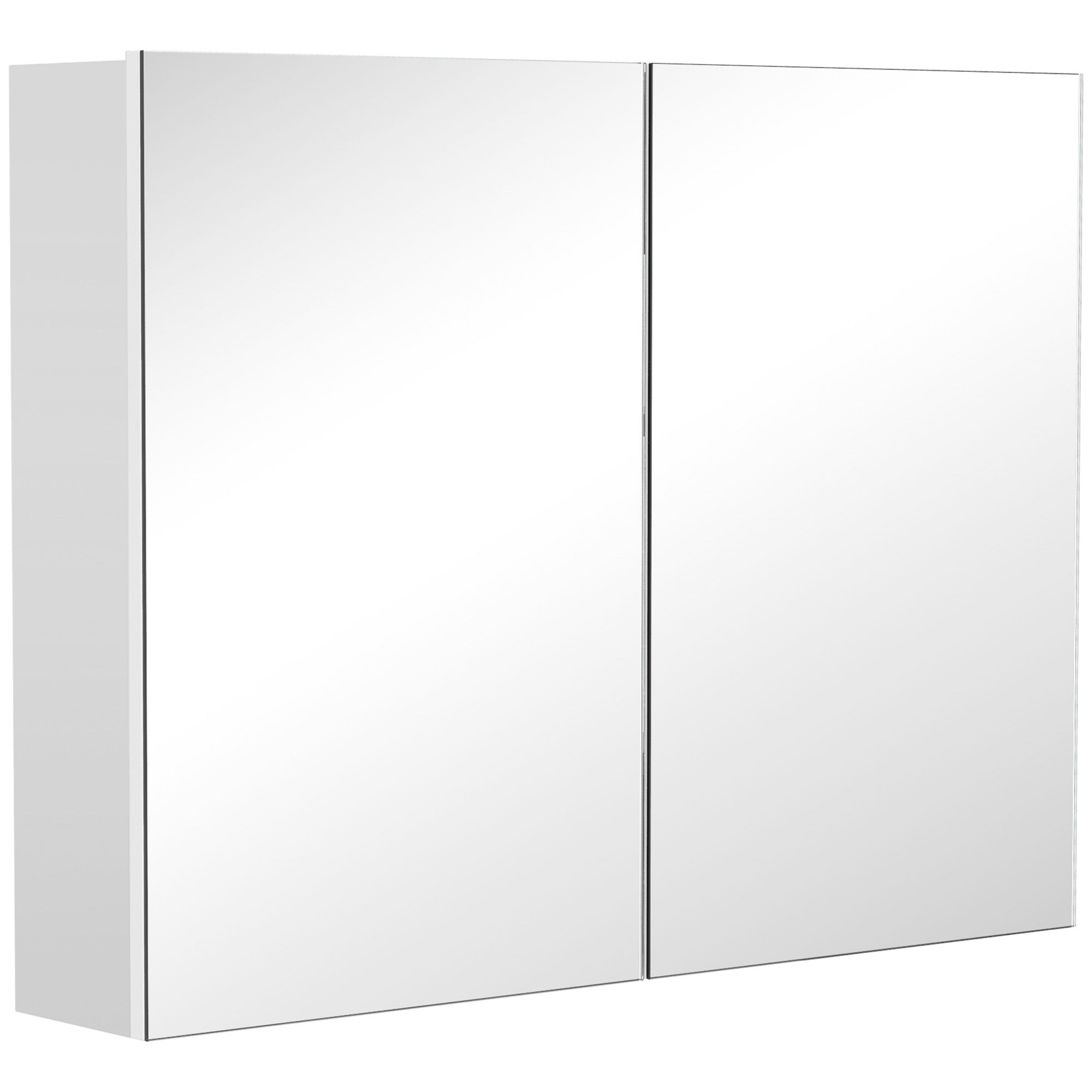 Bathroom Mirror Cabinet, Wall-Mounted Storage Organizer with Double Doors, Adjustable Shelf, White