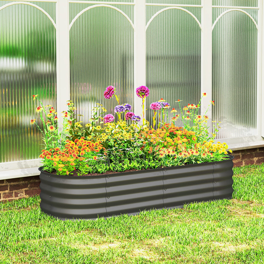 4.9 x 2 x 1ft Galvanized Raised Garden Bed Kit, Metal Planter Box with Safety Edging, Dark Grey