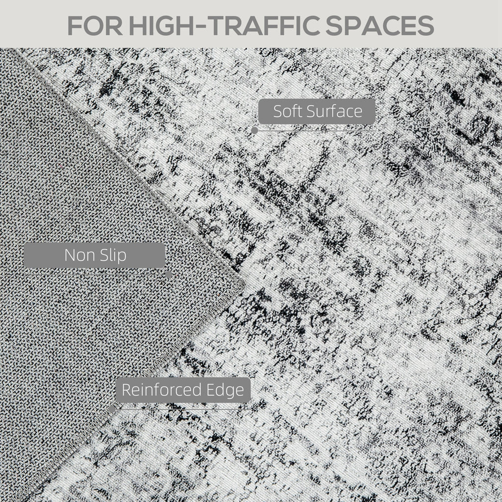 Area Rug for Living Room 9x12, Modern Abstract Machine Washable Rug, Non-Slip Carpet for Bedroom, Dining Room, Grey