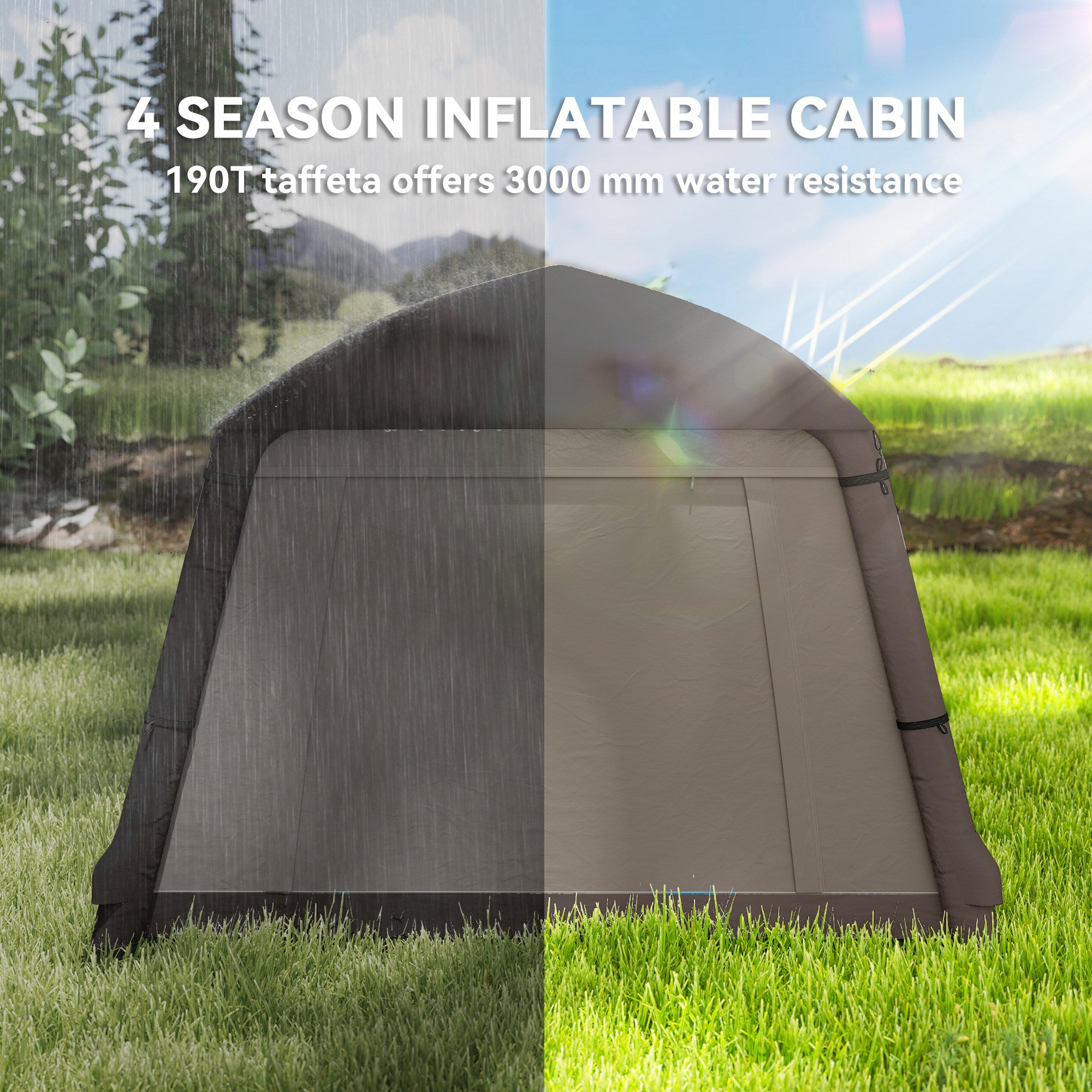 Inflatable Camping Tent, 1-2 Person Glamping Tent with Hand Pump, Blow Up Tent with Doors, Carry Bag, Khaki and Brown
