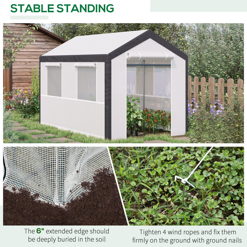 6.6' x 10' x 7' Heavy Duty Walk-In Greenhouse Vegetable Seed Growth Tent Outdoor Plant Growing Tunnel Warm House Flower Shed Backyard White
