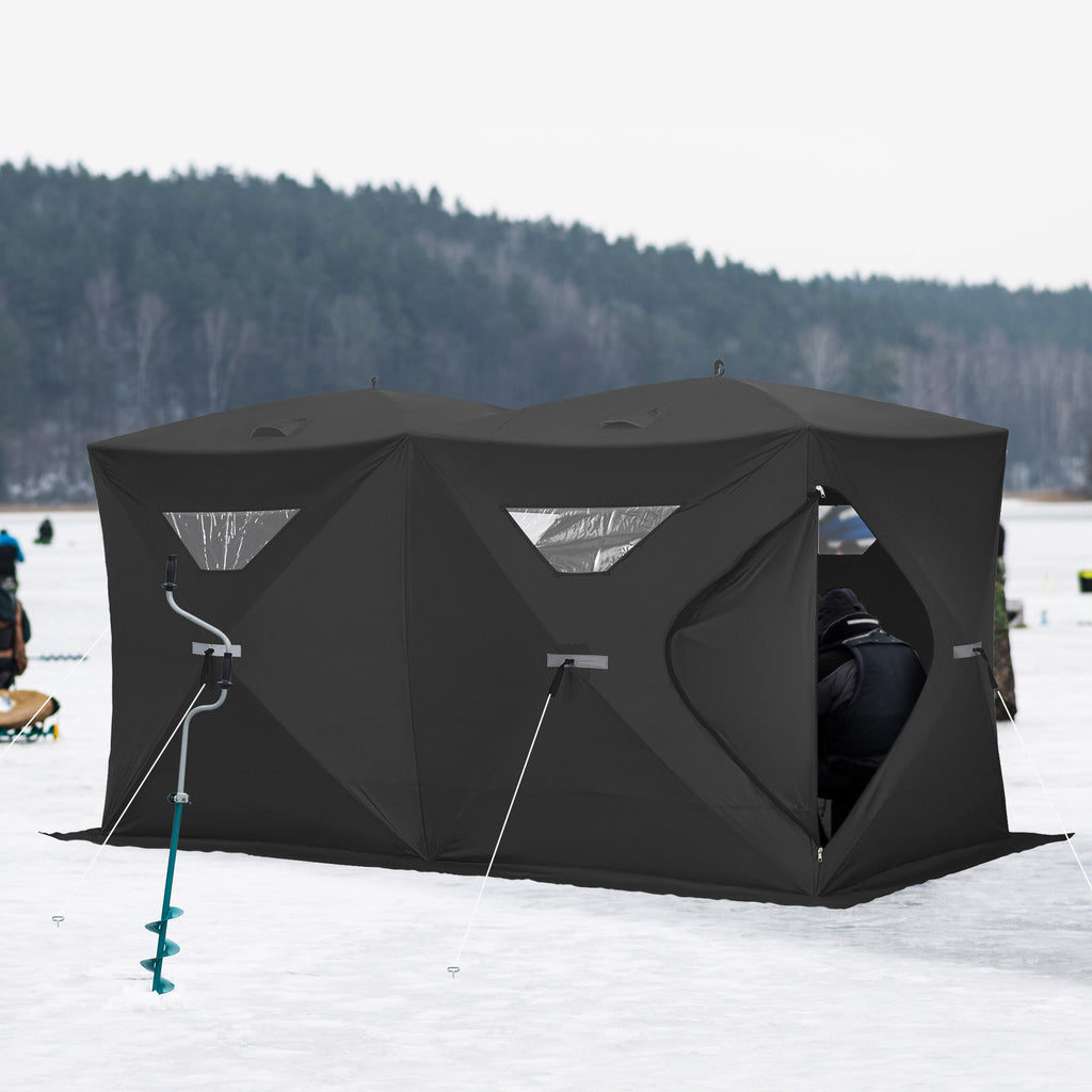 5-8 Person Pop-up Ice Fishing Shelter, Portable Ice Fishing Tent, Black