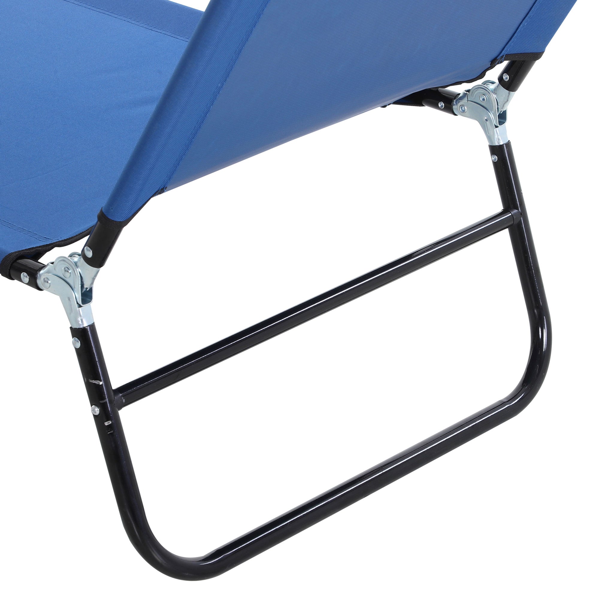 Outdoor Folding Lounge Chair, Steel Tanning Chair with Reclining Back, Breathable Mesh for Beach, Yard, Patio, Blue