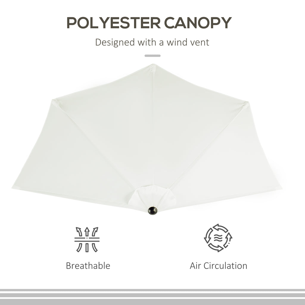 9ft Half Patio Umbrella Round Balcony Umbrella Waterproof Window Sun Shade w/ 5 Ribs Beige