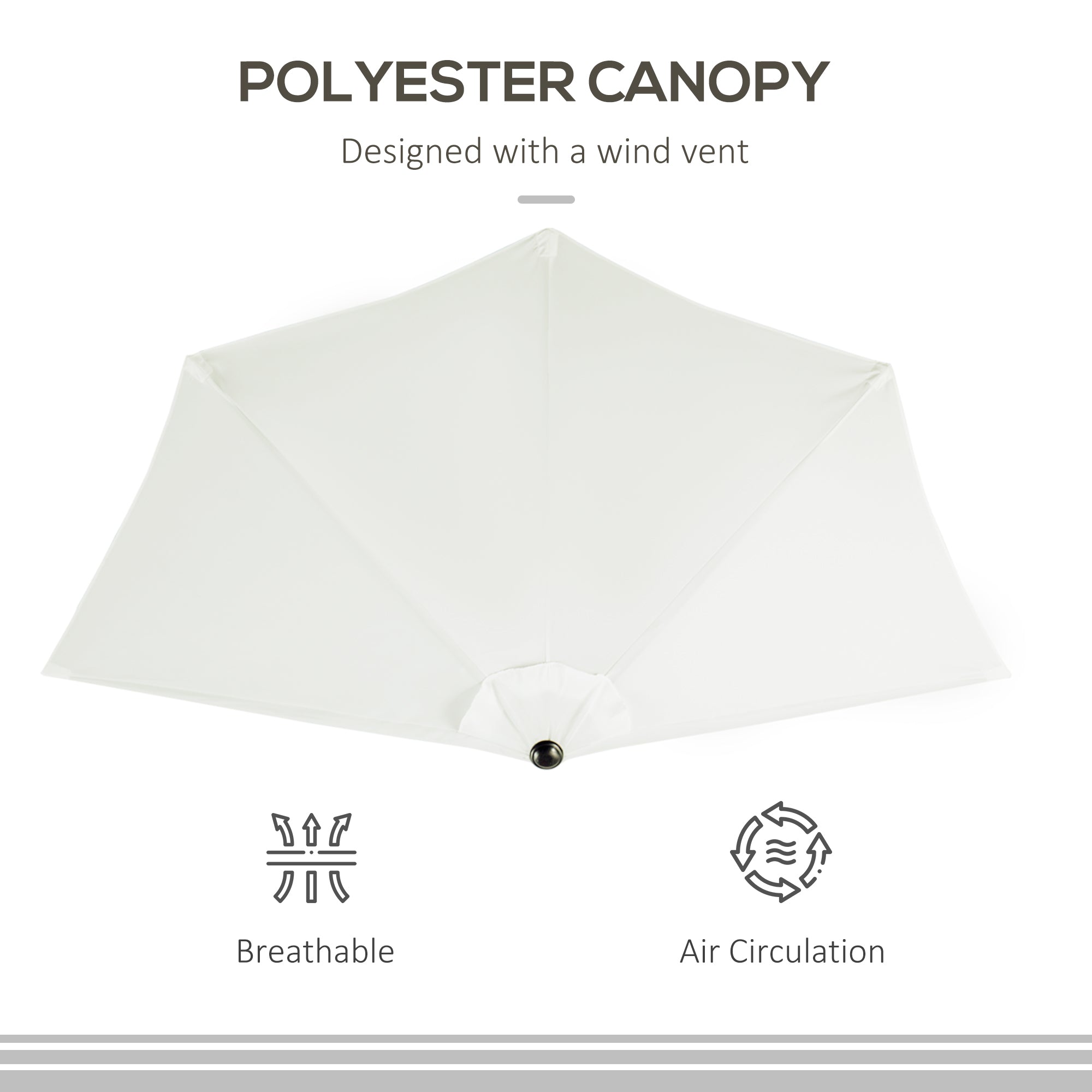 9ft Half Patio Umbrella Round Balcony Umbrella Waterproof Window Sun Shade w/ 5 Ribs Beige