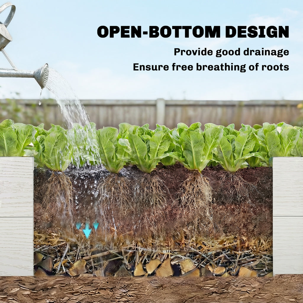 Vinyl Raised Garden Bed Kit, 6.5 x 3 x 1ft Elevated Garden Box with Divider and Open Bottom, White