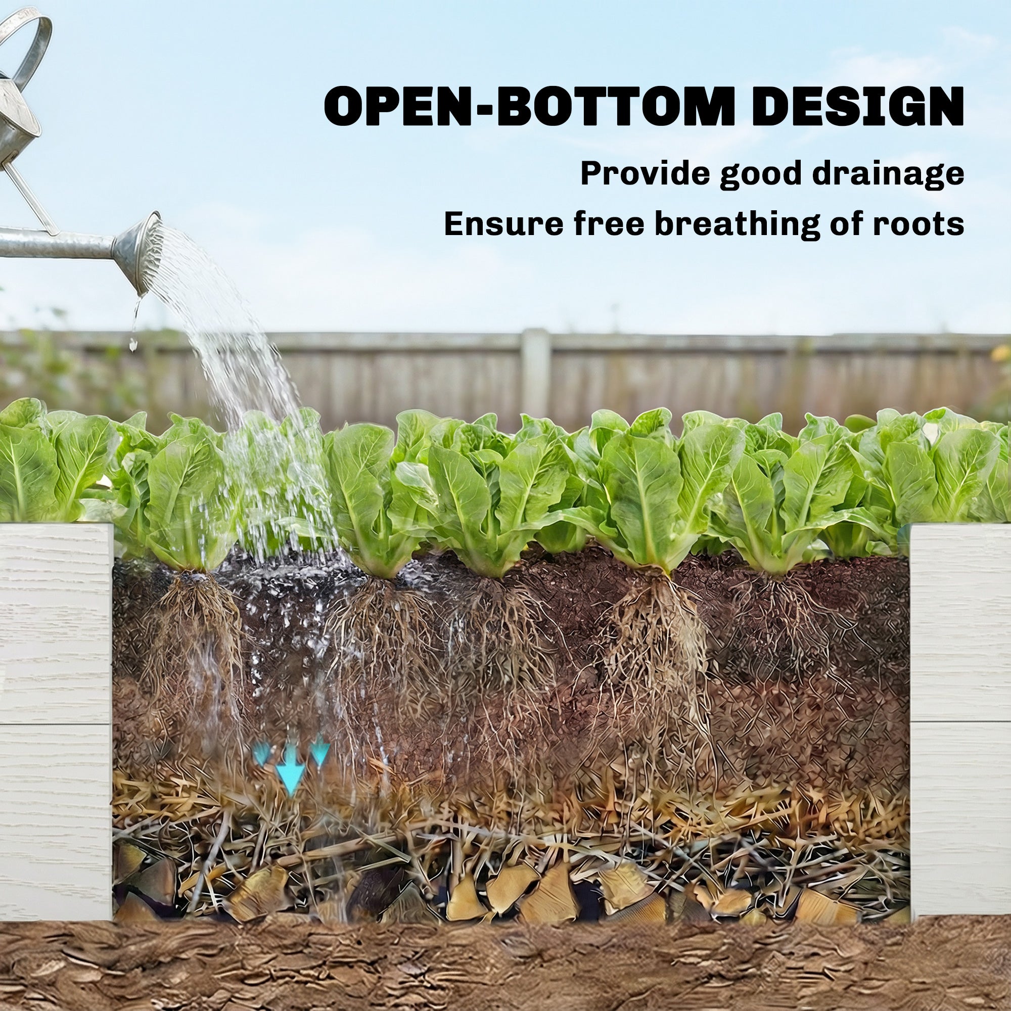 Vinyl Raised Garden Bed Kit, 6.5 x 3 x 1ft Elevated Garden Box with Divider and Open Bottom, White