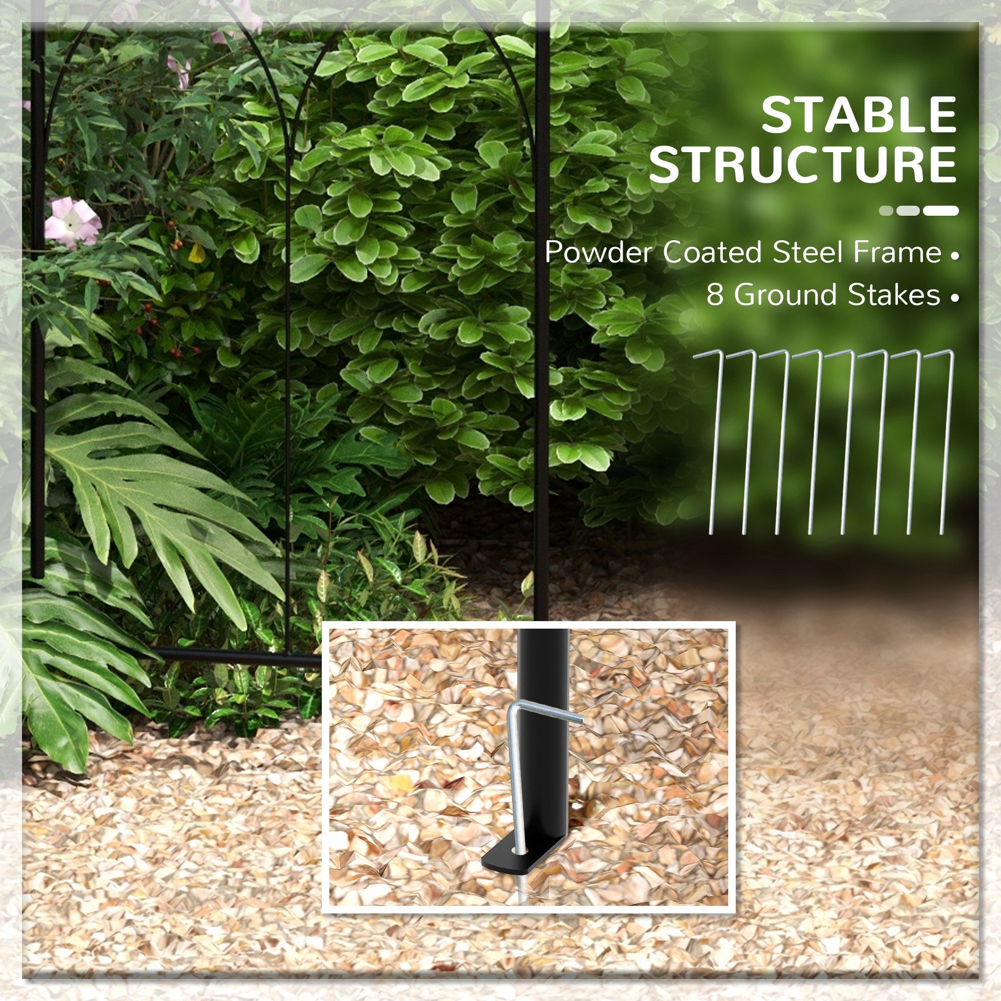 Birdcage Shape Arbour, Metal Garden Arbour Pergola Pavilion for Climbing Plants, Lights, French Style Arch Trellis