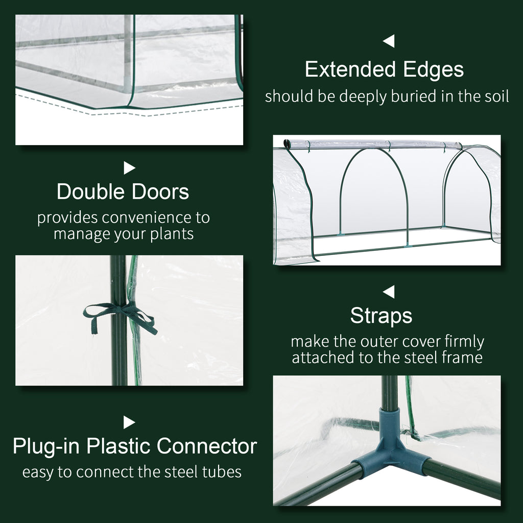 8' x 3' x 2.6' Mini Greenhouse Portable Hot House for Plants with Zippered Doors for Outdoor, Indoor, Garden, Clear