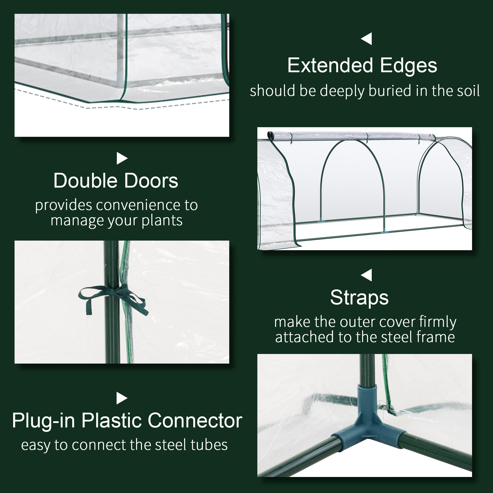 8' x 3' x 2.6' Mini Greenhouse Portable Hot House for Plants with Zippered Doors for Outdoor, Indoor, Garden, Clear