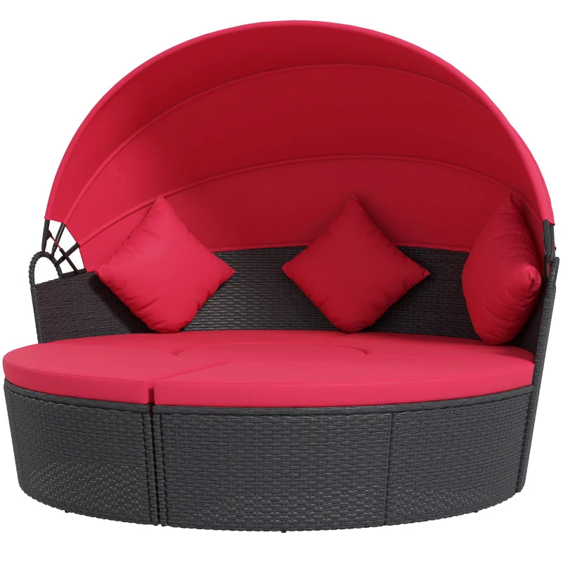 Affordable outdoor daybed with retractable canopy and cushions