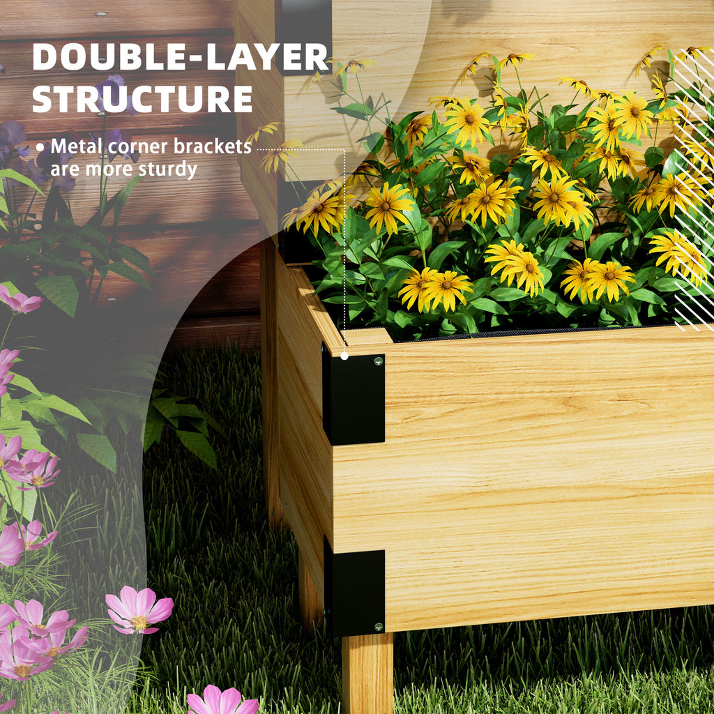 Raised Garden Bed with Trellis, 2 Tier Wooden Elevated Planter Box, for Vegetables, Flowers, Herbs, Natural