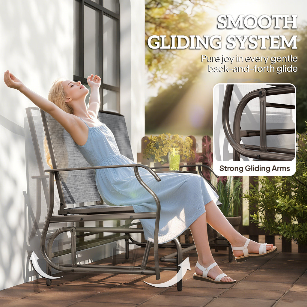 Patio Glider Rocking Chair 2 Person Outdoor Loveseat Rocker Garden Furniture Bench, Grey