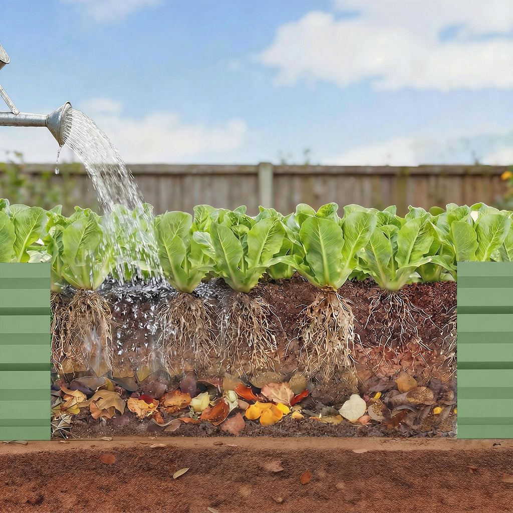 8'x2'x1' Galvanized Raised Bed, Large Elevated Planter Box for Growing Flowers, Herbs and Vegetables, Light Green