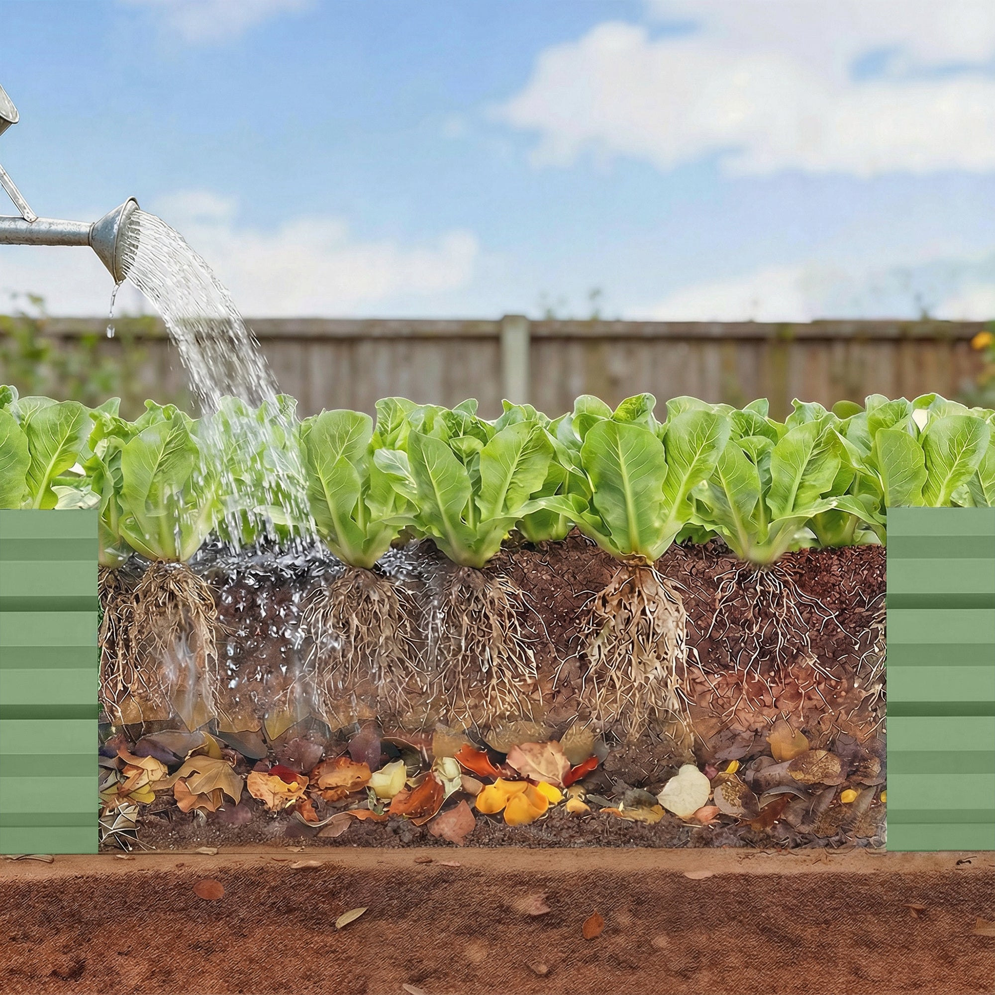 8'x2'x1' Galvanized Raised Bed, Large Elevated Planter Box for Growing Flowers, Herbs and Vegetables, Light Green