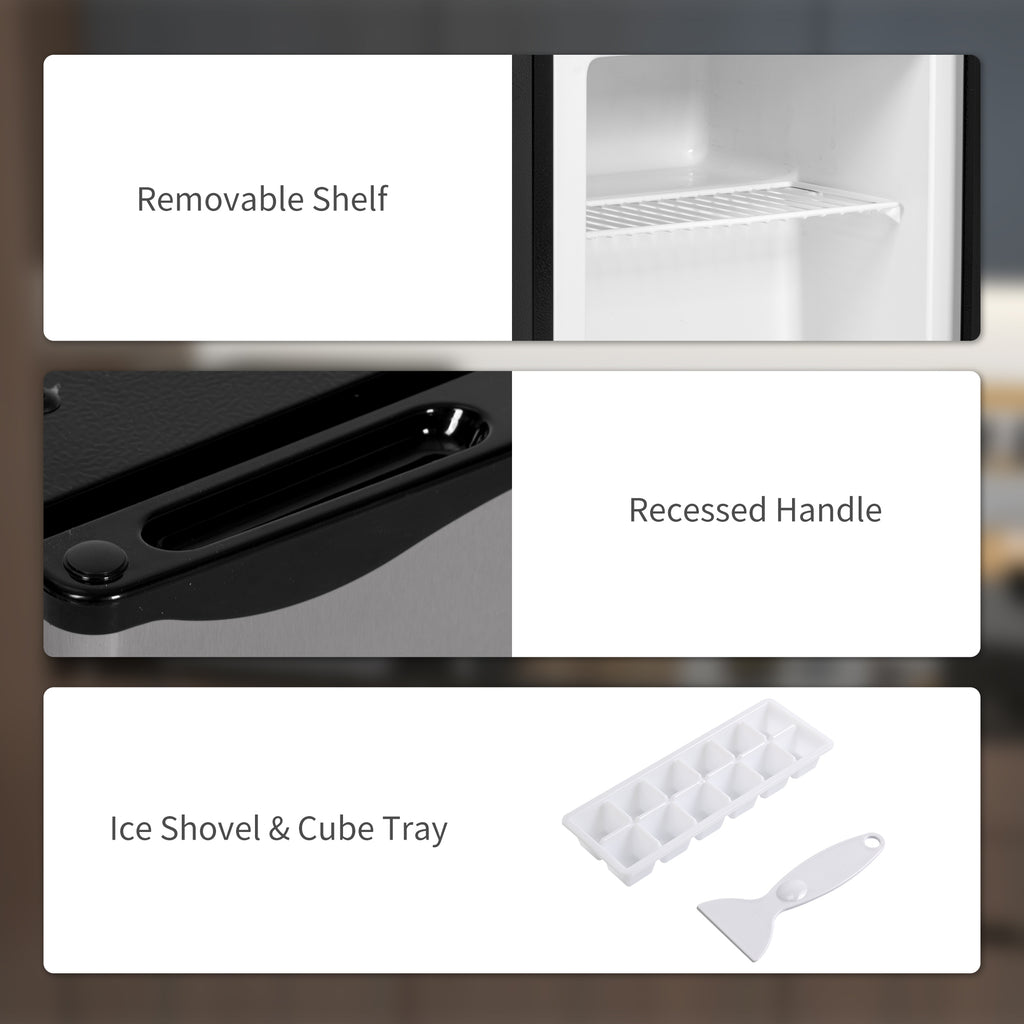 1.1 Cu. Ft. Mini Freezer, Compact Upright Freezer with Reversible Door, Removable Shelf, Adjustable Temperature, Silver