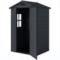 4' x 3' Plastic Garden Shed with Floor, Outdoor Small Shed with Lockable Door, Window and Vent, Dark Grey