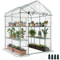 56" x 56" x 77" Walk-in Greenhouse, Portable Garden Flower Seed Warm House with 8 Shelves, Outdoor Plant Growth Hot House, PVC Cover, Transparent