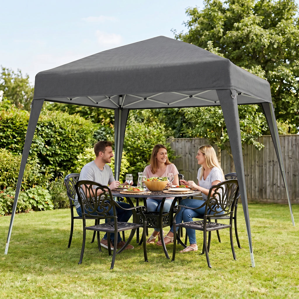 8' x 8' Pop Up Canopy, Outdoor Folding Tent, Portable Party Tent with Carrying Bag for Camping, Party, Picnic, Grey