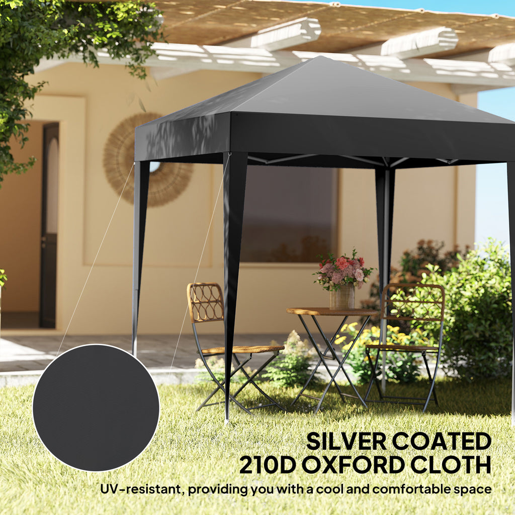 6.6'x6.6' Pop Up Canopy Tent with Sidewalls, Instant Sun Shelter Camping Gazebo with Carry Bag, Black