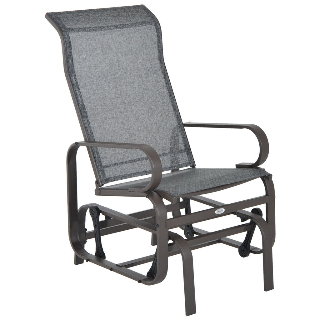Patio Glider with Breathable Mesh Fabric, Outdoor Glider Chair, Garden Rocking Gliding Seat for Patio, Yard, Porch, Grey