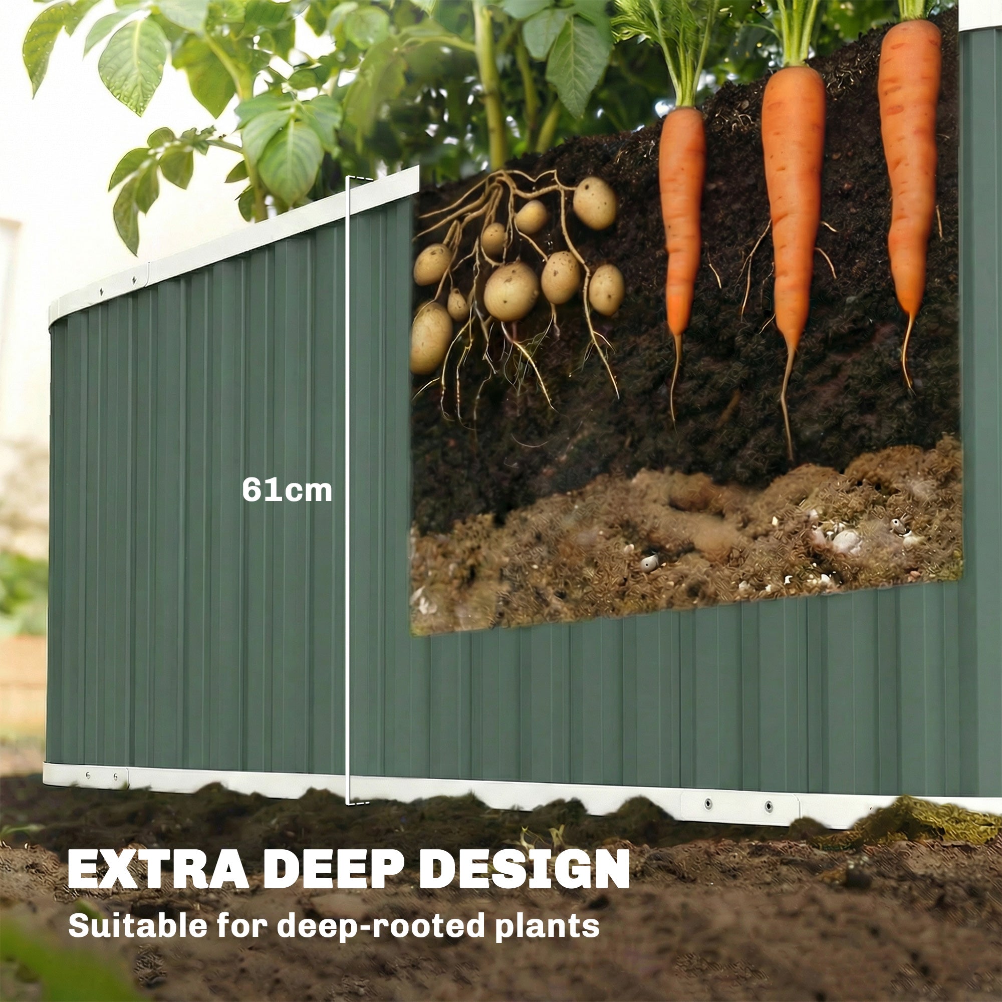 Galvanized Raised Garden Bed, Deep Root Planter Box, Outdoor Garden Bed with Plant Labels, 4.5' x 2' x 2', Light Green