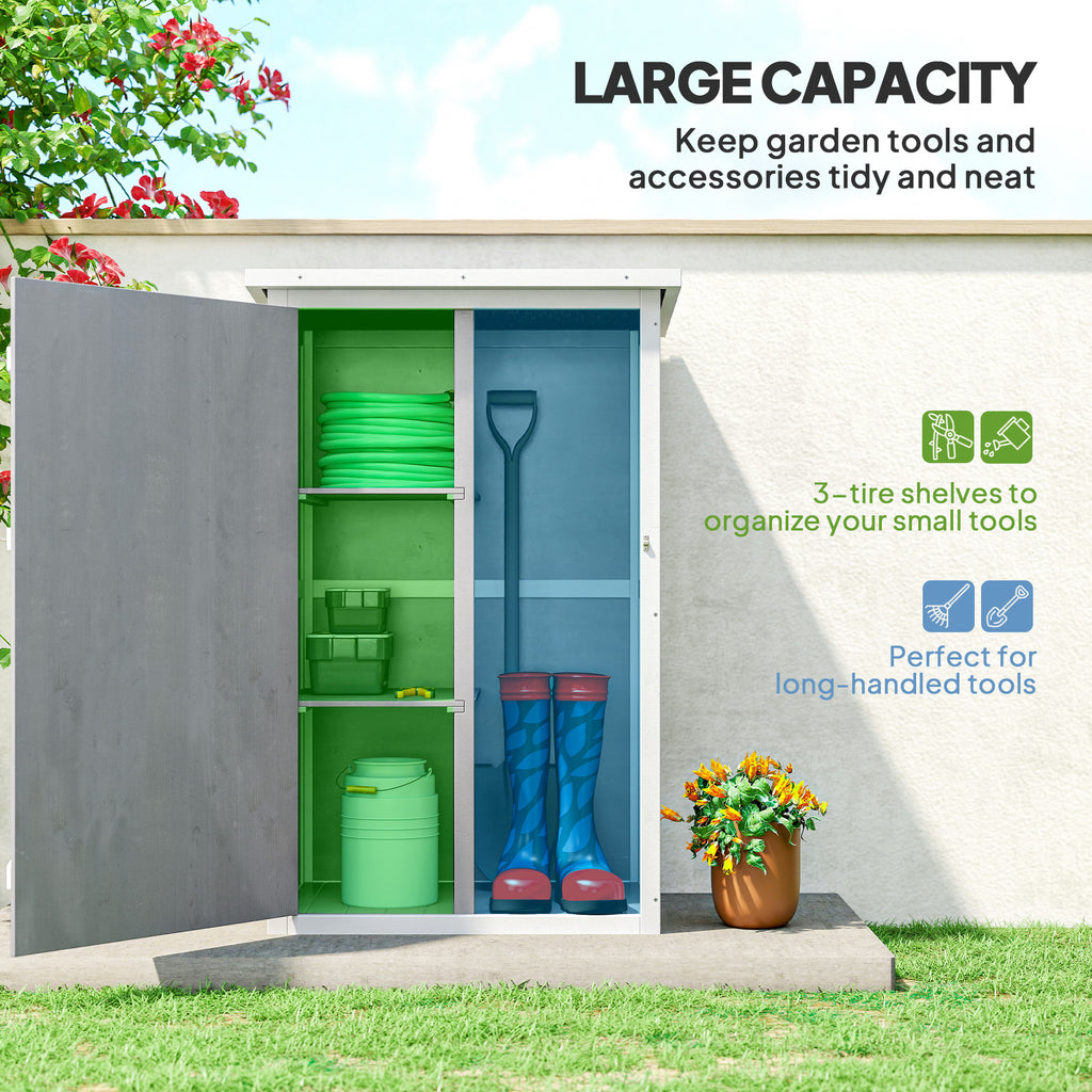 29.9"x21.7"x45.3" Garden Storage Shed with Asphalt Roof, Outdoor Storage Cabinet w/ Shelves, Grey