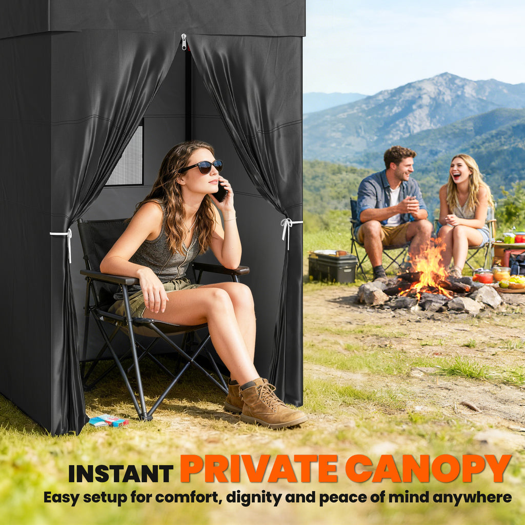 4 x 4 ft Compact Pop Up Canopy Tent, UPF 50+ Changing Room, Portable Instant Privacy Canopy with Mesh Window, Black