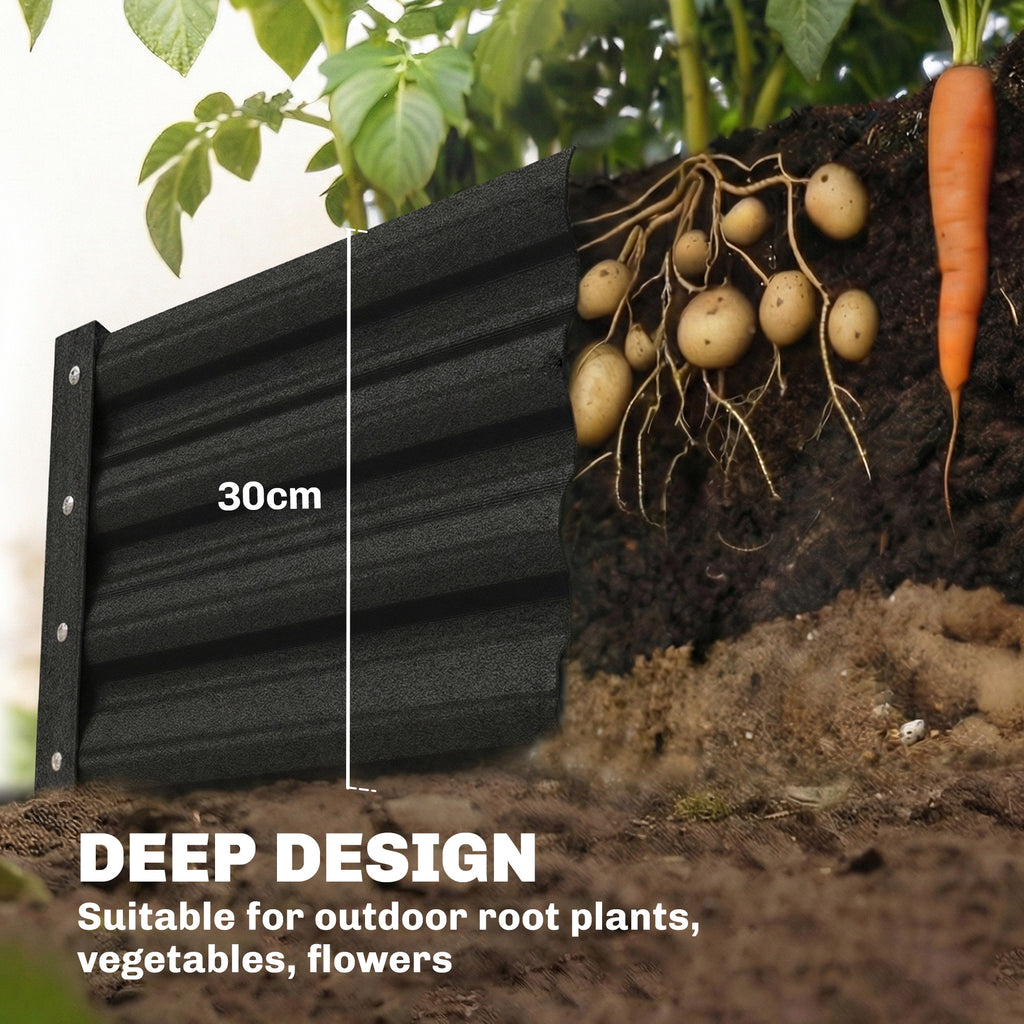 Galvanized Garden Beds with Open Bottom, Outdoor Planter Box for Herbs Vegetables, 6 x 3 x 1ft, Black