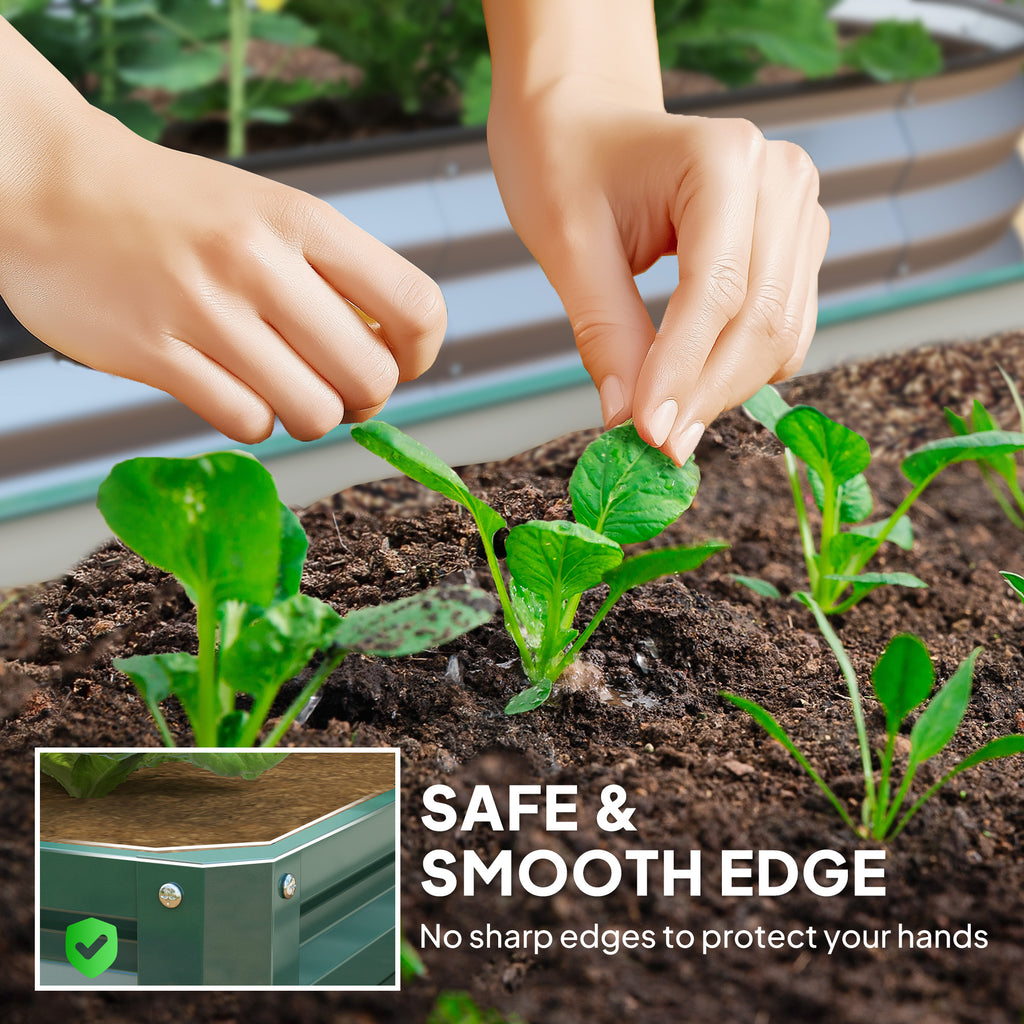 4' x 4' x 1' Raised Garden Bed Galvanized Steel Planter Box for Vegetables, Flowers, Herbs, Green