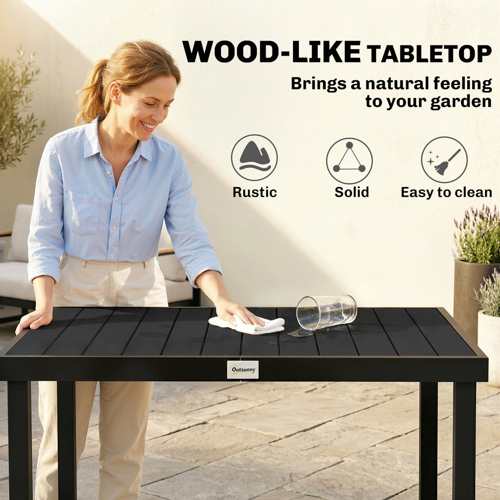 Aluminum Outdoor Dining Table for 6, Patio Rectangular Table, 47.2" x 35.4" x 29.1", Black