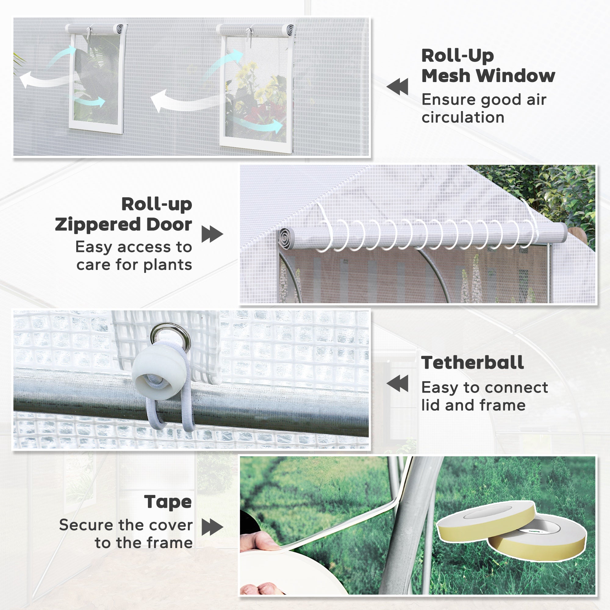 20x10x7ft Walk-in Steeple Greenhouse Outdoor Backyard Plant Seed Growth Tunnel Shed Warm House with 2 Anchor Way White