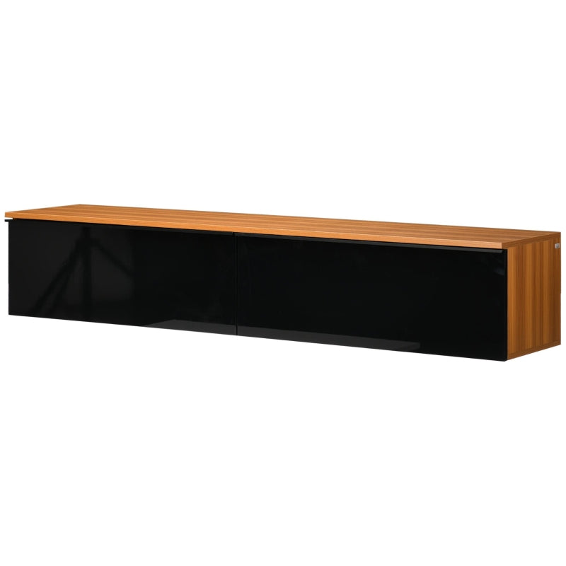 Space Saving Floating TV Stand with Storage, Black Wall Mounted Cabinet for 70 Inch TVs