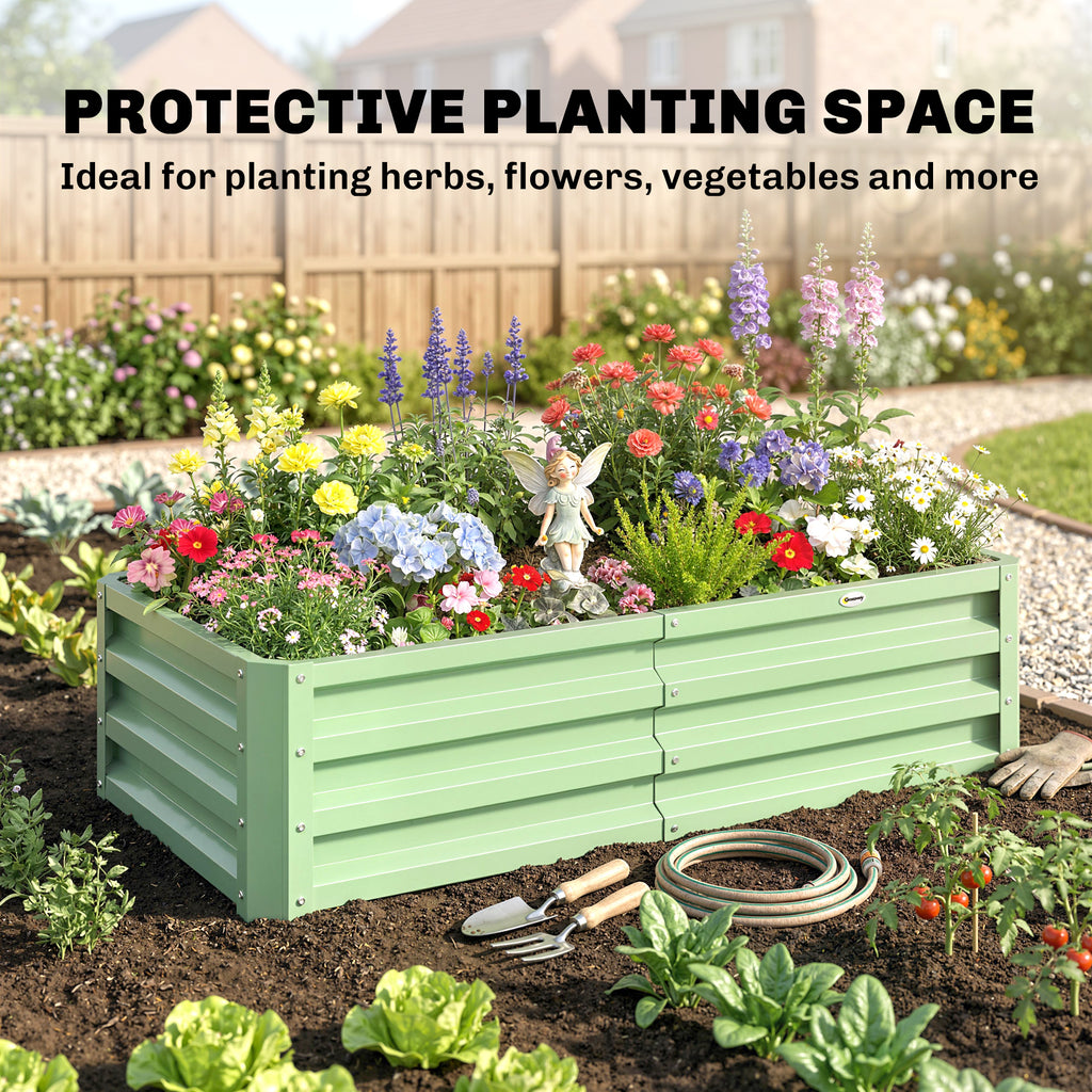 Galvanized Raised Garden Bed, Outdoor Planter Box for Vegetables, Flowers, Herbs, 4' x 2' x 1', Light Green