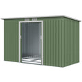9' x 4' Garden Metal Storage Shed Outdoor Equipment Tool Box with Foundation Kit, Ventilation & Doors, Light Green