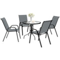 Five-Piece Steel Patio Set, with Glass-Top Table - Dark Grey