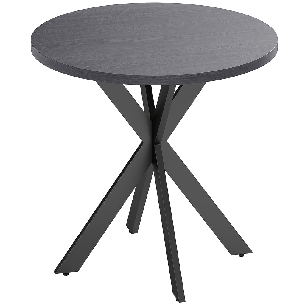 29" Dining Table, Contemporary Round Kitchen Table with Steel Legs, Black