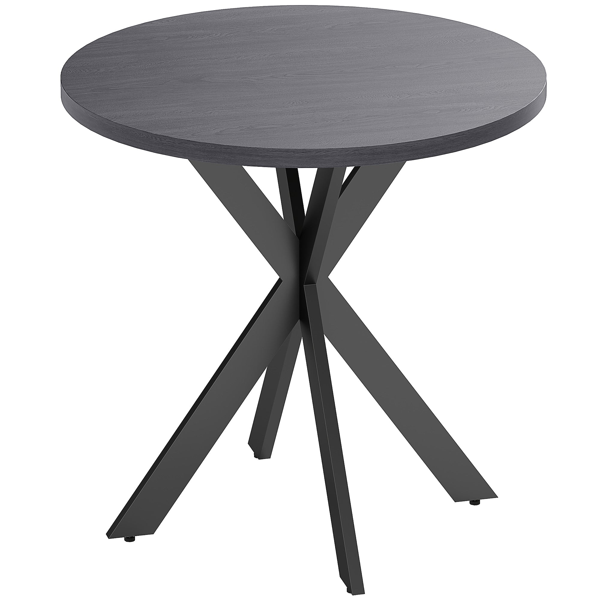 29" Dining Table, Contemporary Round Kitchen Table with Steel Legs, Black
