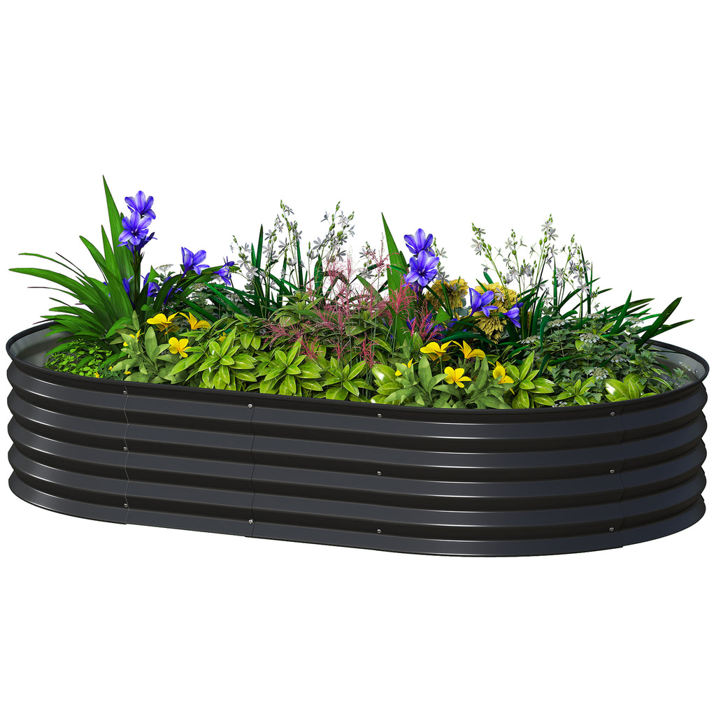 5' x 3' x 1' Large Outdoor Planter Box, Galvanized Raised Garden Bed with Metal Plant Stake, Black